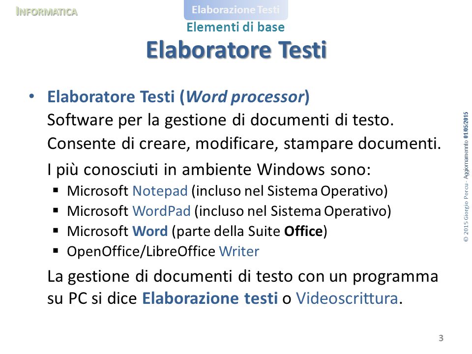 Elaborazione Testi Elementi Di Base Ppt Scaricare